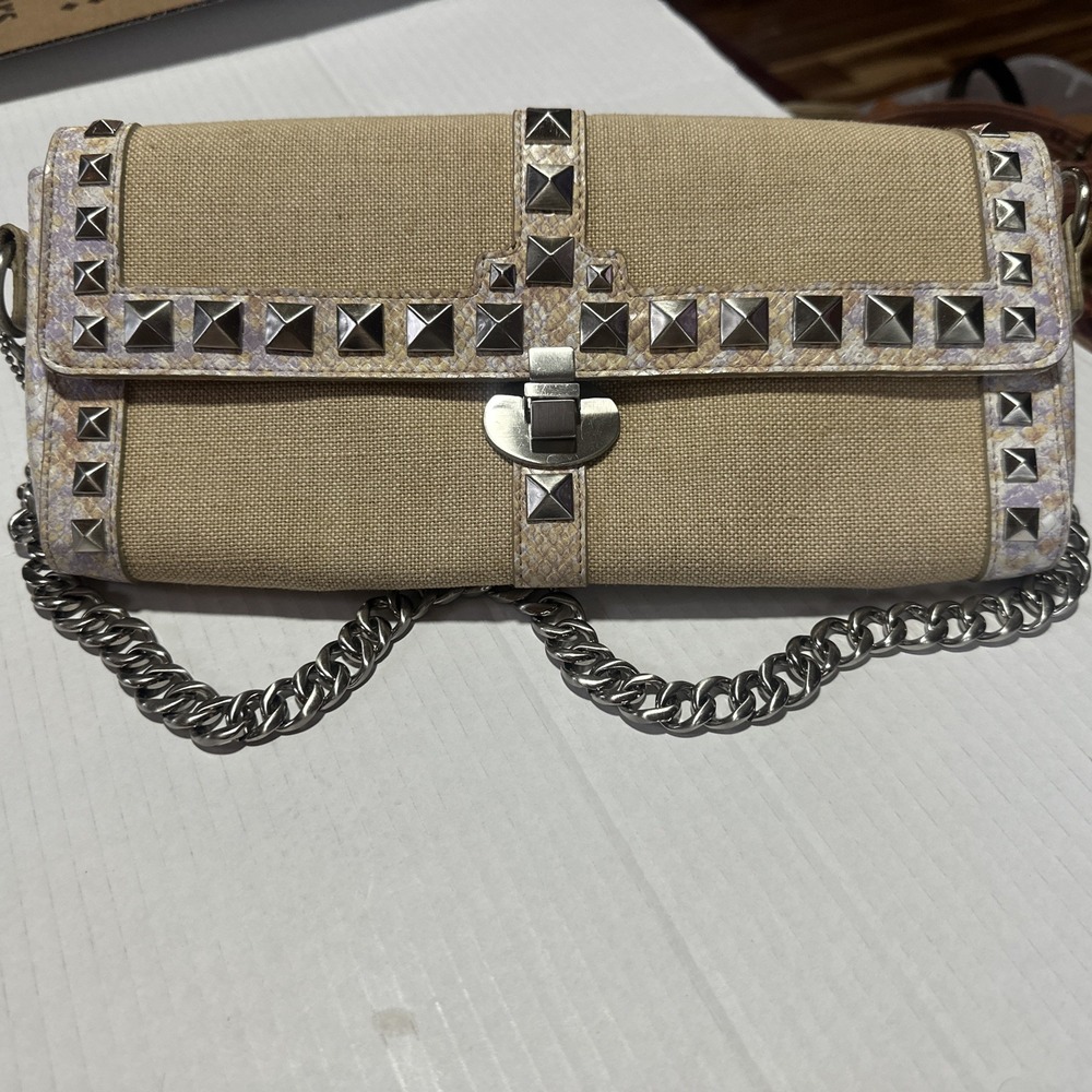 BCBGirls Clutch with Chain Strap Neutral with Pastel Accents
